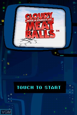 Title screen of the game Cloudy With a Chance of Meatballs on Nintendo DS