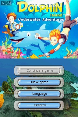 Title screen of the game Dolphin Island - Underwater Adventures on Nintendo DS