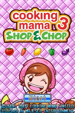Title screen of the game Cooking Mama 3 on Nintendo DS