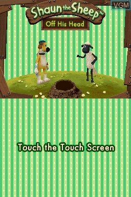 Title screen of the game Shaun the Sheep - Off His Head on Nintendo DS
