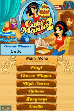Title screen of the game Cake Mania 2 - Jill's Next Adventure! on Nintendo DS