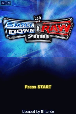 Title screen of the game WWE SmackDown vs. Raw 2010 on Nintendo DS