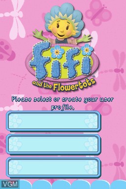 Title screen of the game Fifi and the Flowertots on Nintendo DS