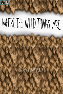 Title screen of the game Where the Wild Things Are on Nintendo DS