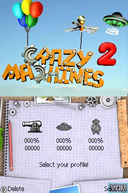 Title screen of the game Crazy Machines 2 on Nintendo DS