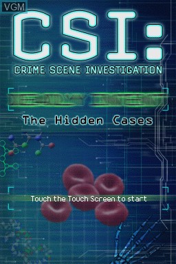 Title screen of the game CSI - Crime Scene Investigation - Deadly Intent - The Hidden Cases on Nintendo DS