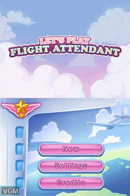 Title screen of the game Let's Play Flight Attendant on Nintendo DS