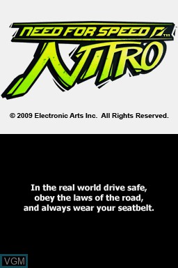 Title screen of the game Need for Speed - Nitro on Nintendo DS