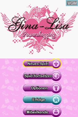 Title screen of the game Gina-Lisa Powershopping on Nintendo DS