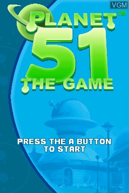 Title screen of the game Planet 51 The Game on Nintendo DS