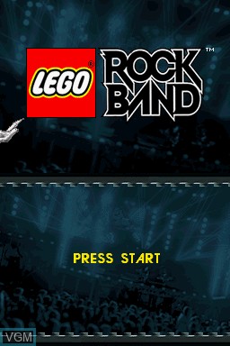 Title screen of the game LEGO Rock Band on Nintendo DS