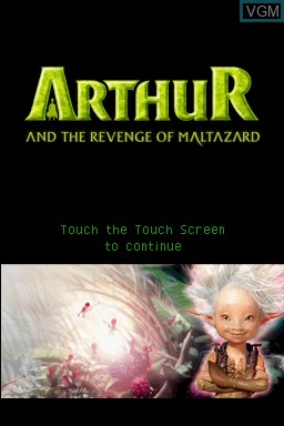 Title screen of the game Arthur and the Revenge of Maltazard on Nintendo DS