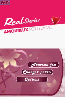 Title screen of the game Real Stories - Amoureux pour la Vie on Nintendo DS