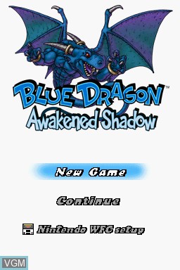 Title screen of the game Blue Dragon - Awakened Shadow on Nintendo DS