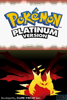 Title screen of the game Pokemon Platinum Version on Nintendo DS