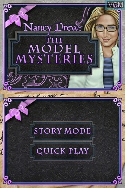 Title screen of the game Nancy Drew - The Model Mysteries on Nintendo DS