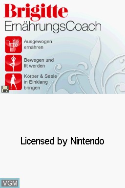 Title screen of the game Brigitte - Ernaehrungs Coach on Nintendo DS