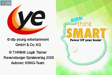 Title screen of the game thinkSMART - Power Up Your Brain! - Kids 8+ on Nintendo DS