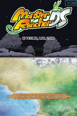 Title screen of the game Monster Rancher DS on Nintendo DS