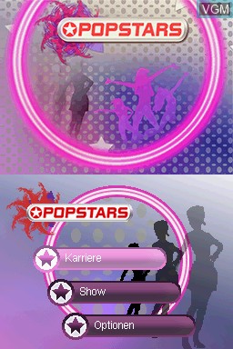 Title screen of the game PopStars on Nintendo DS