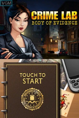 Title screen of the game Crime Lab - Body of Evidence on Nintendo DS