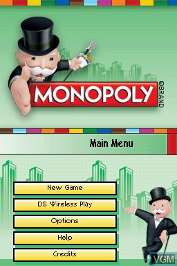 Title screen of the game Monopoly on Nintendo DS