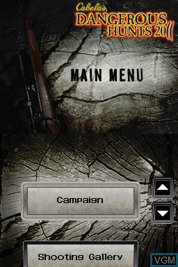 Title screen of the game Cabela's Dangerous Hunts 2011 on Nintendo DS