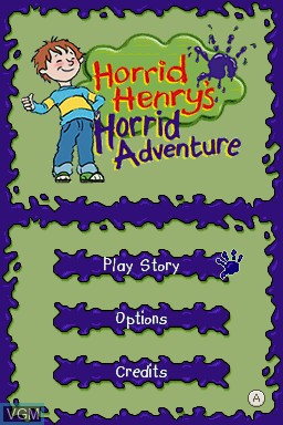 Title screen of the game Horrid Henry's Horrid Adventure on Nintendo DS