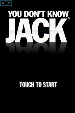 Title screen of the game You Don't Know Jack on Nintendo DS