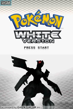 Title screen of the game Pokemon White Version on Nintendo DS