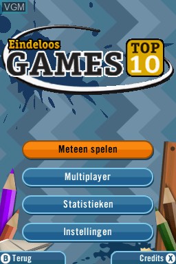 Title screen of the game Eindeloos Games Top 10 on Nintendo DS