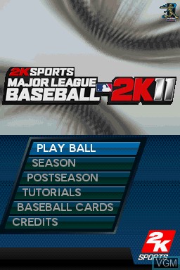 Title screen of the game Major League Baseball 2K11 on Nintendo DS