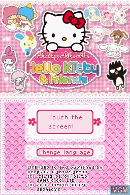Title screen of the game Loving Life with Hello Kitty & Friends on Nintendo DS