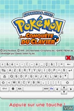 Title screen of the game Apprends avec Pokemon à la Conquête du Clavier on Nintendo DS