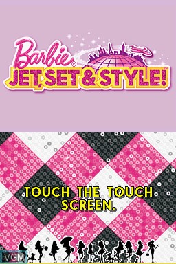 Title screen of the game Barbie - Jet, Set & Style! on Nintendo DS