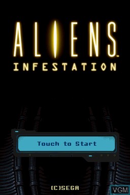 Title screen of the game Aliens - Infestation on Nintendo DS