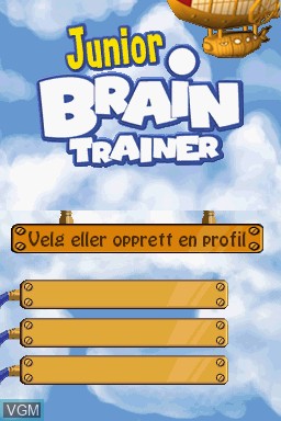 Title screen of the game Junior Brain Trainer on Nintendo DS