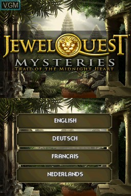 Title screen of the game Jewel Quest Mysteries 2 - Trail of the Midnight Heart on Nintendo DS