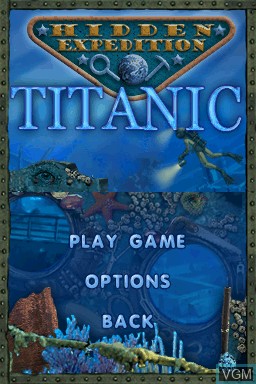 Title screen of the game Hidden Mysteries - Titanic on Nintendo DS