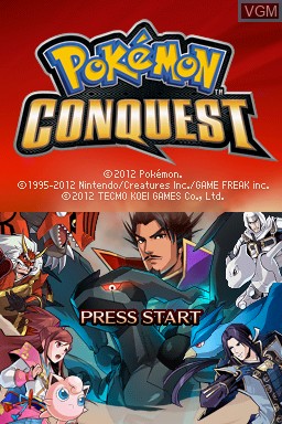 Title screen of the game Pokemon Conquest on Nintendo DS