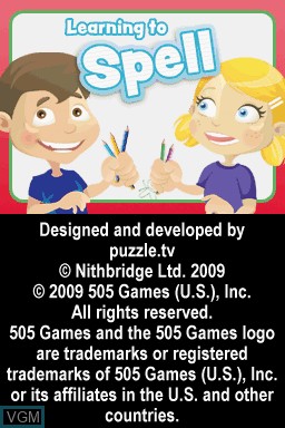 Title screen of the game Learning to Spell on Nintendo DS