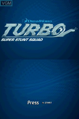 Title screen of the game Turbo - Super Stunt Squad on Nintendo DS