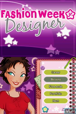 Title screen of the game Fashion Week Jr. Designer on Nintendo DS