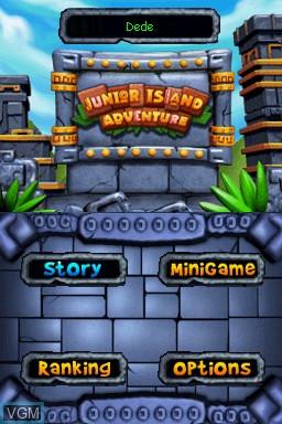 Title screen of the game Junior Island Adventure on Nintendo DS