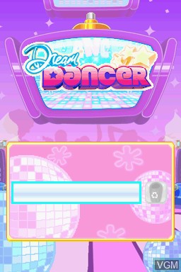 Title screen of the game Dream Dancer on Nintendo DS