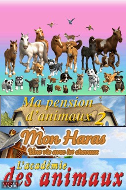 Title screen of the game 3 in 1 - My Riding Stables - Life with Horses + My Pet Hotel 2 & + My Pet School on Nintendo DS