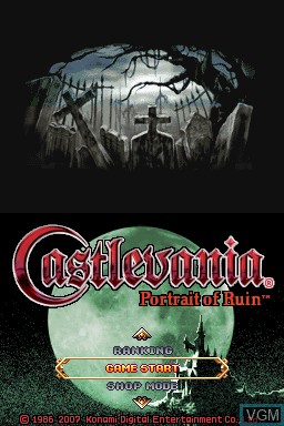 Title screen of the game Castlevania - Portrait of Ruin on Nintendo DS