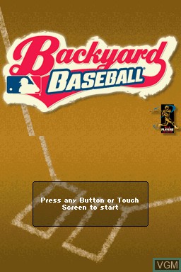 Title screen of the game Backyard Baseball '09 on Nintendo DS