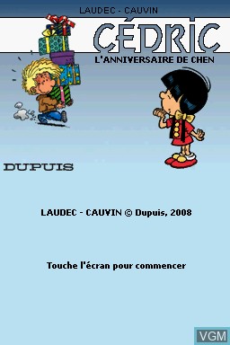Title screen of the game Cédric - L'Anniversaire de Chen on Nintendo DS