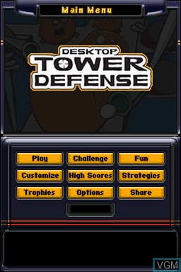 Title screen of the game Desktop Tower Defense on Nintendo DS
